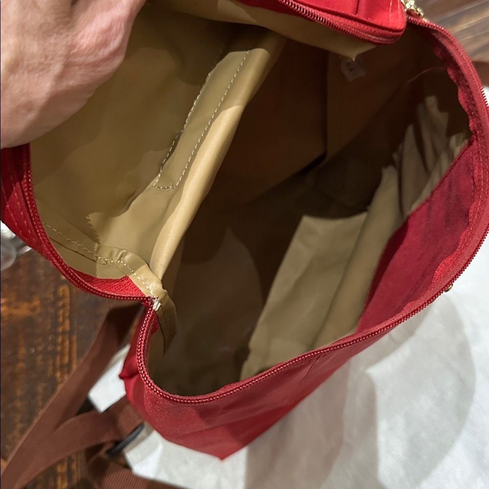Longchamp Red and Brown Backpack - Picture 8 of 9
